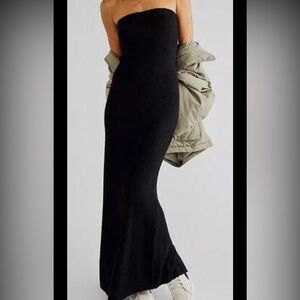 Free People Beach Rio Sweater Black Strapless Maxi Dress Knit